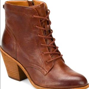 Leather heel lace up zip Sofft Womens Tagan boots booties soft brown 7